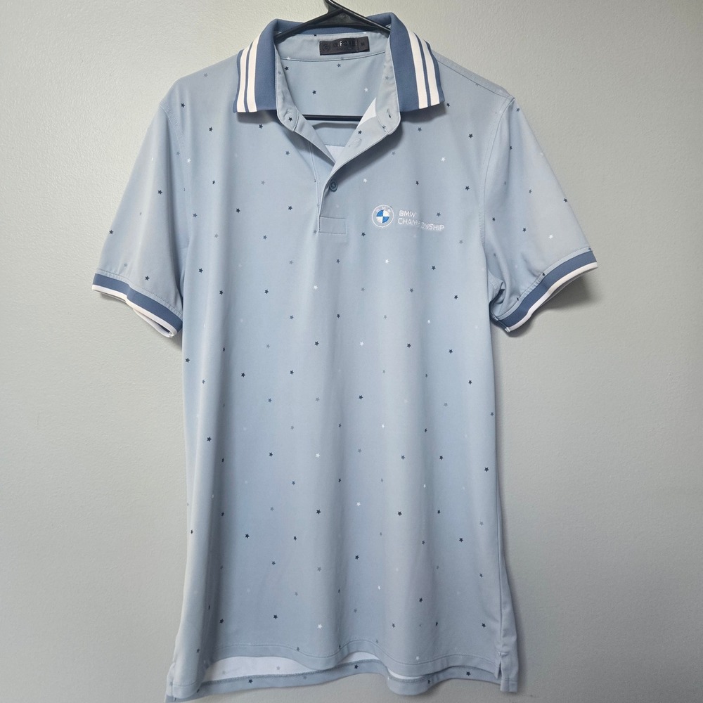 G/FORE Mens BMW Championship Golf Polo Shirt Star Print Blue Size M